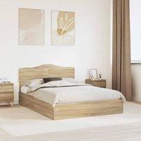 Berkfield Home Storage Bed with Drawer Sonoma Oak 160 x 200 cm Engineered Wood in Brown