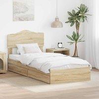 Berkfield Home Storage Bed with Drawer Sonoma Oak 90 x 200 cm Engineered Wood in Brown