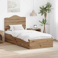 Berkfield Home Bed Frame with Drawer Artisan Oak 90 x 200 cm Engineered Wood in Brown