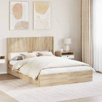 Berkfield Home Bed Frame with Storage & Headboard Sonoma Oak 140 x 190 cm in Brown
