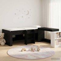 Berkfield Home Kids'High Bed Frame with Desk Black Oak 80 x 200 cm