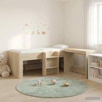 Berkfield Home Kids'High Bed Frame with Desk 2 pcs Sonoma Oak Engineered Wood in Brown