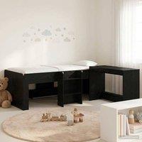 Berkfield Home Kids'High Bed Frame with Desk 2 pcs Black Oak Engineered Wood