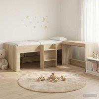 Berkfield Home Kids'High Bed Frame with Desk 2 pcs Sonoma Oak Engineered Wood in Brown