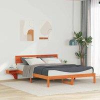 Berkfield Home Bed Frame with Headboard Wax Brown 150 x 200 cm Solid Pine Wood
