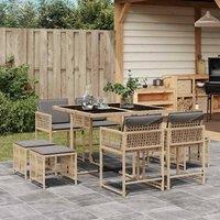 Berkfield Home 9 Piece Garden Dining Set with Cushions Mix Beige Poly Rattan
