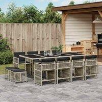 Berkfield Home 13 Piece Garden Dining Set with Cushions Light Grey Poly Rattan