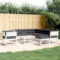 Berkfield Home 8 Piece Garden Lounge Set with Cushions White Solid Wood Pine
