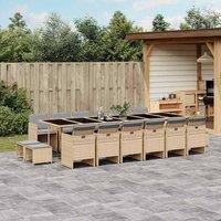 Berkfield Home 17 Piece Garden Dining Set with Cushions Mix Beige Poly Rattan