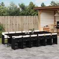Berkfield Home Garden Dining Set | Black, Cream White | PE rattan | 12-seater in Black