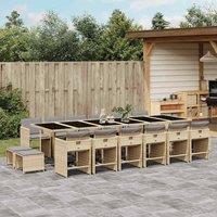 Berkfield Home Garden Dining Set | Mix beige, light grey, black in Beige
