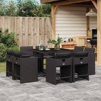 Berkfield Home Garden Dining Set | Black | Poly Rattan | 8-Seater | Foldable