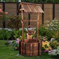 EONLION Outdoor Wooden Planter Wishing Well in Brown | Size: 100 cm