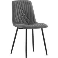 FORGEVIO 2X Dining Chairs Velvet Padded Seat With Metal Legs Fishtail Line in Grey