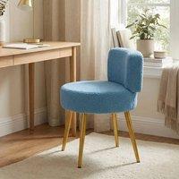 FORGEVIO Teddy Fleece Vanity Stool Dressing Table Chair Bedroom in Blue