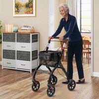 NESTLUNE Adjustable Narrow Walkers Foldable Rolling Walker in Black