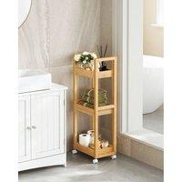 EONLION 3-Tier Storage Trolley on Wheels in Light Oak