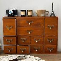 EONLION 16 Drawers Small Cabinet Chest of Drawers in Brown | Size: 100 cm