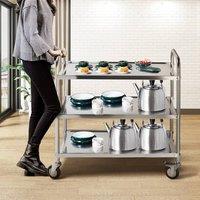 EONLION 3 Tier Stainless Steel Rolling Kitchen Trolley in Silver | Size: 100 cm