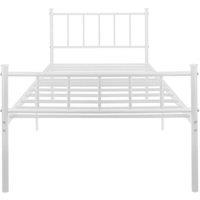 NESTLUNE White 1x 3ft Single Metal Bed Frame with Headboard Footboard | Size: Cot