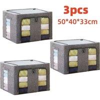 SPETLEK Folding Storage Box 66L Made of Thick Fabric 3PCS in Grey | Size: Large