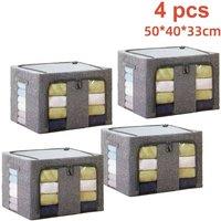 SPETLEK 4x Folding Storage Box 66L Made of Thick Fabric in Grey | Size: Large