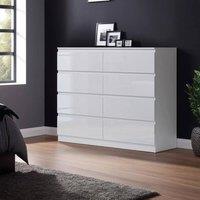 SPETLEK Chest Of 8 Drawers Deep Drawer Storage in White | Size: 0.6m2