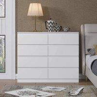 SPETLEK White 8 Drawer Chest of Drawersr Modern Bedroom Furniture | Size: 0.6m2