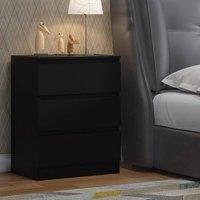 SPETLEK Chest of Drawers 3 Drawer Matt Black Bedroom | Size: 0.6m2