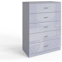 SPETLEK Grey Gloss Chest of 5 Drawers Large Bedroom | Size: 0.6m2