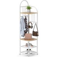 Kelvenix Corner Hall Tree Freestanding Clothes Rack in White