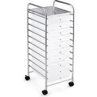 Kelvenix Mobile Rolling Utility Cart 10 Drawers Storage Trolley in White | Size: 0.6m2