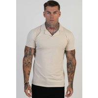 SikSilk Men's Revere Polo in Ecru | Size: Large