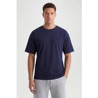 CICAY Men's Relaxed Fit Crew Neck Cotton T-Shirt in Navy | Size: Small