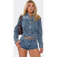 EGO Women's Long Sleeve Denim Jacket in Mid Blue | Size: 4