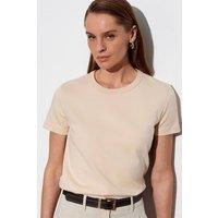 Dilvin Women's Solid Crew Neck T-Shirt in Beige | Size: Large
