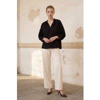 MyFashion Women's Loose Fit Long Sleeve Shirt in Black | Size: Large