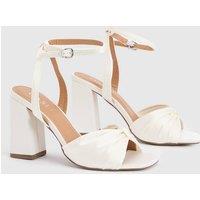 Oasis Women's Bridal Midyim Satin Ruched Front High Heel Block Heel Sandals in Ivory | Size: 6