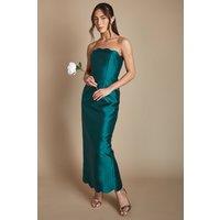 Coast Women's Scallop Detail Twill Column Bridesmaid Dress in Emerald | Size: 16