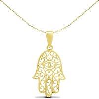 Jewelco London Women's 9ct Gold Hamsa 5 Hand Charm Pendant