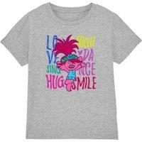 Trolls Poppy Love Laugh Sing Kids T-Shirt, Athletic Heather in Grey | Size: 3-4 Years