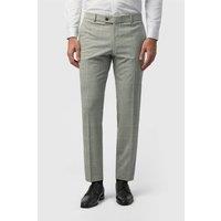 Antique Rogue Men's Flat Fronted Checked Slim Fit Suit Trousers in Light Grey | Size: 34R