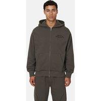 Good For Nothing Men's Coverlock Stitching Zip Through Hoodie in Dark Grey | Size: Medium