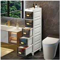 Living and Home Freestanding 5-Tier Plastic Storage Cabinet with Handles in Grey