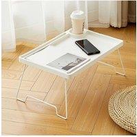 Living and Home Folding Laptop Bed Table with Tablet Groove and Cup Slot in White