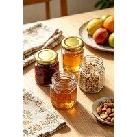 ExtraStar 20Pcs 45 ml Hexagonal Glass Mini Honey Jars with Gold Lids in Clear