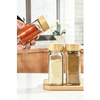 ExtraStar 12Pcs 120ml Kitchen Glass Spice Jars with Bamboo Lids in Clear