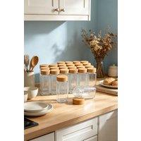 ExtraStar 24Pcs 120ml Kitchen Glass Spice Jars with Bamboo Lids in Clear