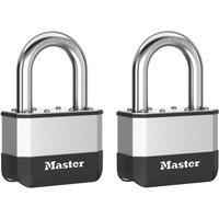 Master Lock Elite Laminated Padlock 45mm - 38mm Shackle - Pack of 2 in Silver
