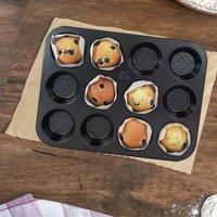 Hairy Bikers Non-Stick 12-Cup Carbon Steel Muffin Pan & Cupcake Baking Tray in Black